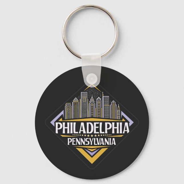 Custom Text Philadelphia Pennsylvania Key Ring (Front)