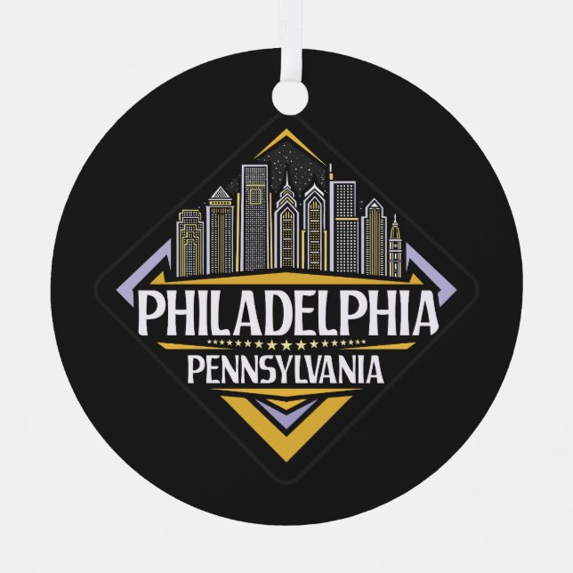 Custom Text Philadelphia Pennsylvania Metal Tree Decoration (Front)
