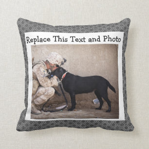 Custom Text & Photo /Abstract Grey Diamond Neutral Cushion
