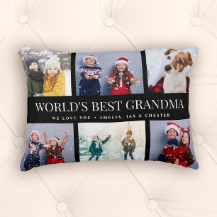 Custom Text Photo Collage WORLDS BEST GRANDMA Decorative Cushion