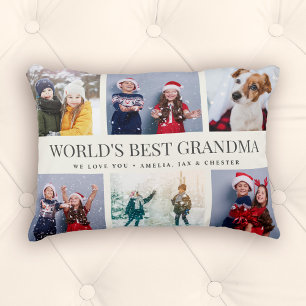 Custom Text Photo Collage WORLDS BEST GRANDMA Decorative Cushion