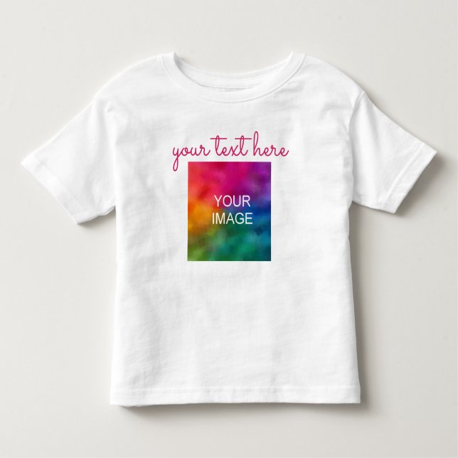 Custom Text Photo Double Sided Print Baby White Toddler T-Shirt (Front)