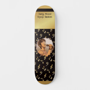 Custom text + photo k-pop fan faux gold skateboard