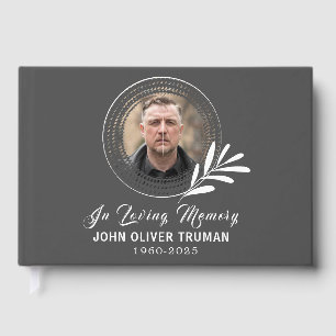 Custom Text Photo Memorial Funeral Leaves Guest Book