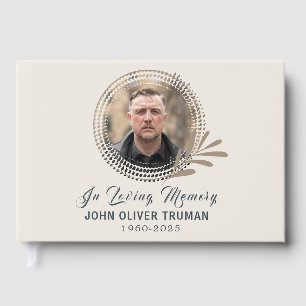 Custom Text Photo Memorial Funeral Leaves Guest Book