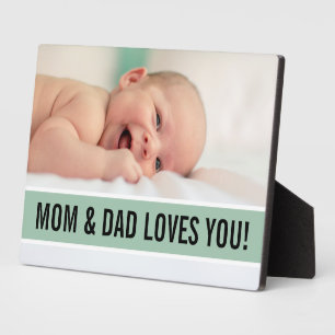 Custom Text & Photo Modern Mum & Dad Loves You Plaque
