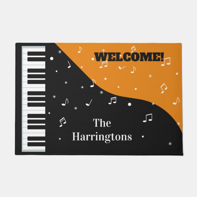 Custom text Piano Music door mats (Front)