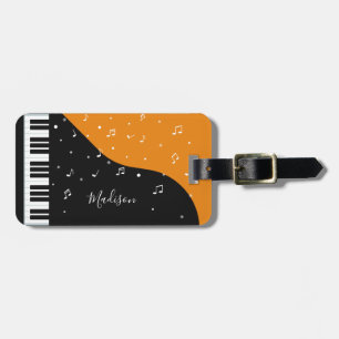 Custom text Piano Music luggage tags
