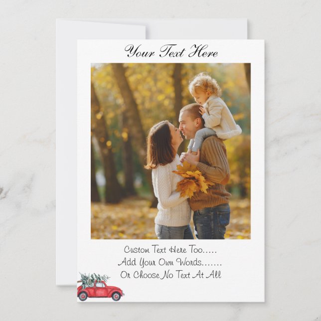 Custom text/pic Christmas Red Truck Car Snow Tree Invitation (Front)