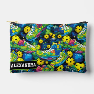 Custom text pickleball court Kicks Chaos Accessory Pouch