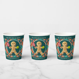 Custom text Pickleball Gingerbread Chee Paper Cups