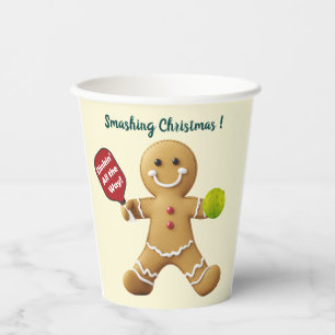 Custom text Pickleball Gingerbread Delight Paper Cups