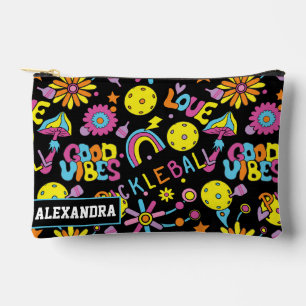 Custom text pickleball Good Vibes” – Black Edition Accessory Pouch