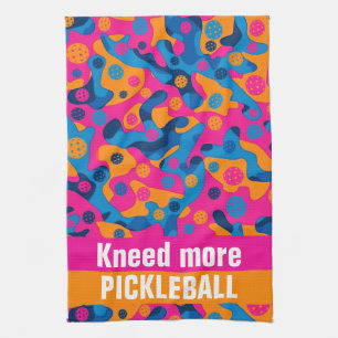 Custom text Pickleball Party Camo Tea Towel