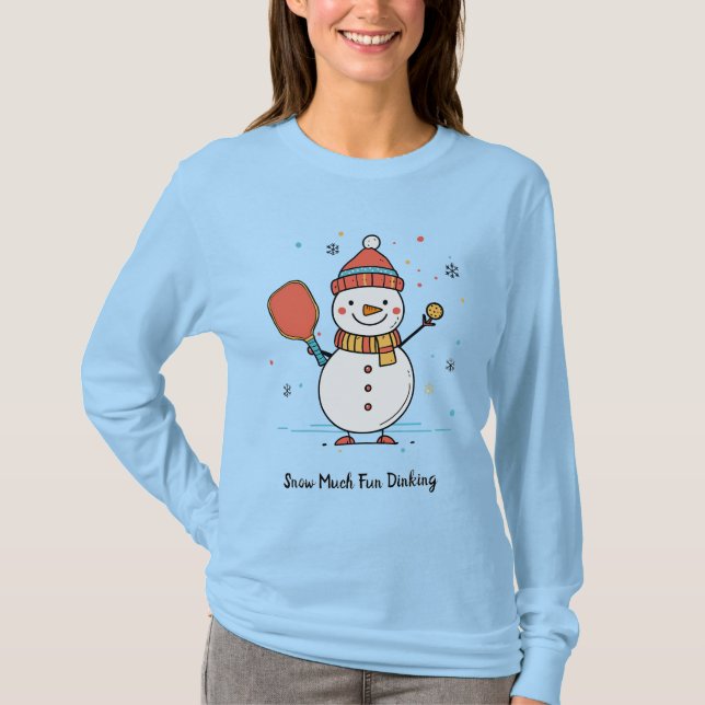 Custom text Pickleball Snowman Cheer T-Shirt (Front)