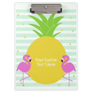 Custom Text Pineapple Flamingos Clipboard