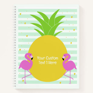 Custom Text Pineapple Flamingos Notebook