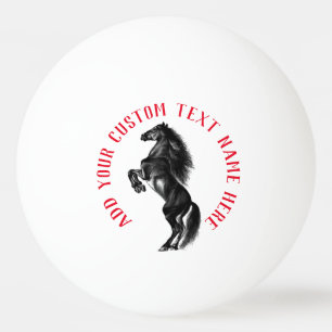 Custom Text Ping Pong Ball with Black Wild Horse