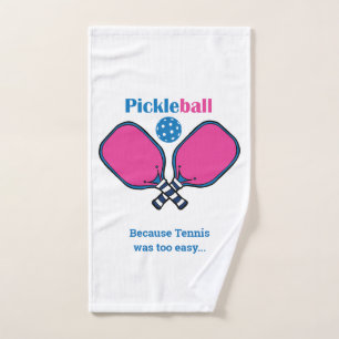 Custom text pink & blue Pickleball Hand Towel