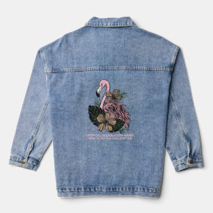 Custom Text Pink Flamingo Denim Jacket