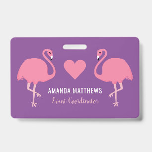 Custom Text Pink Flamingos badges ID Badge