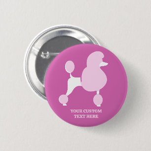 Custom Text Pink Poodle 6 Cm Round Badge
