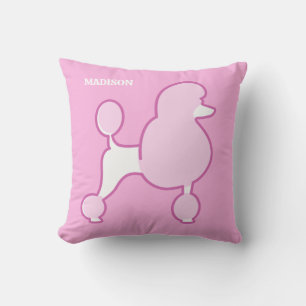 Custom Text Pink Poodle Cushion