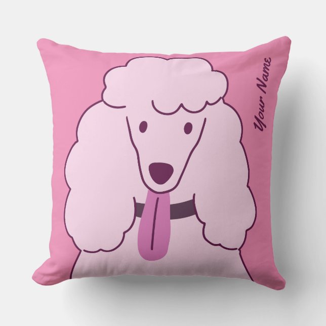 Custom Text Pink Poodle Cushion (Front)