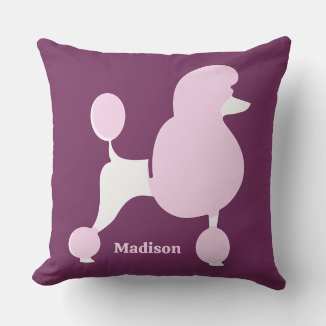 Custom Text Pink Poodle Cushion (Front)