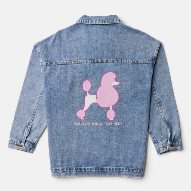 Custom Text Pink Poodle Denim Jacket (Back)
