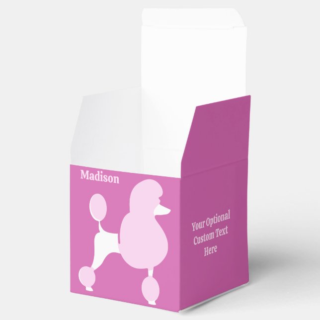 Custom Text Pink Poodle Favour Box (Opened)