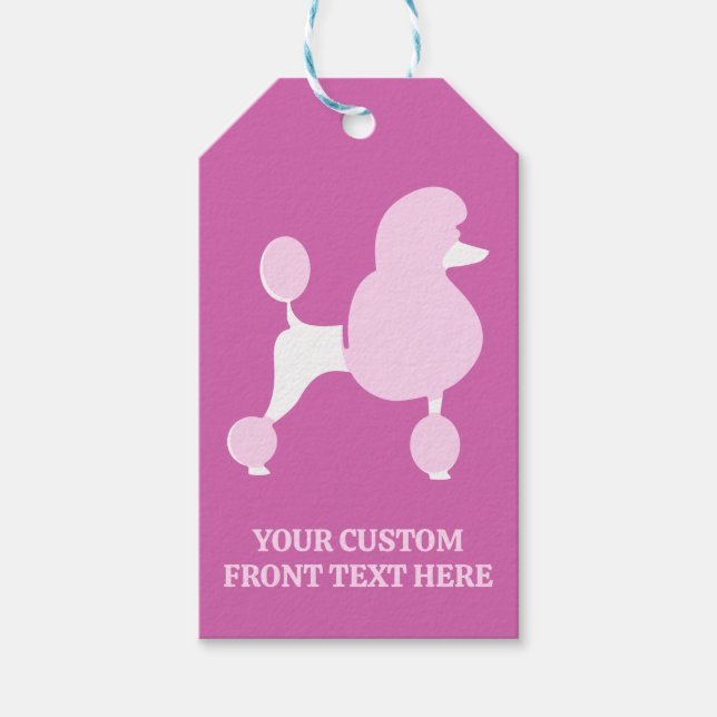 Custom Text Pink Poodle Gift Tags (Front)