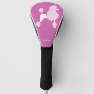 Custom Text Pink Poodle Golf Head Cover