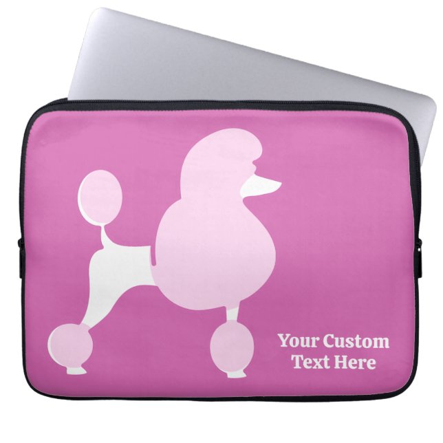 Custom Text Pink Poodle Laptop Sleeve (Front)