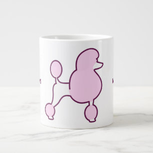 Custom Text Pink Poodle Large Coffee Mug