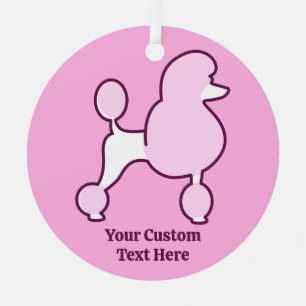Custom Text Pink Poodle Metal Tree Decoration