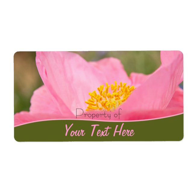 Custom Text Pink Poppy Green Border Book (Front)