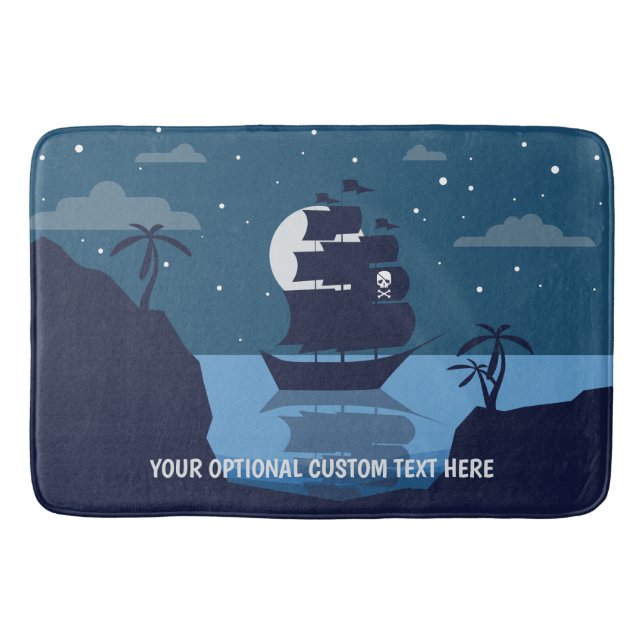 Custom text Pirate Ship bath mat (Front)