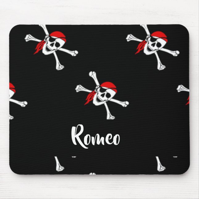 Custom text pirates pattern mouse pad (Front)