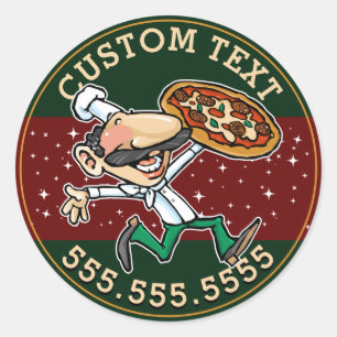 CUSTOM TEXT Pizza Delivery Pizzeria Sign Classic Round Sticker