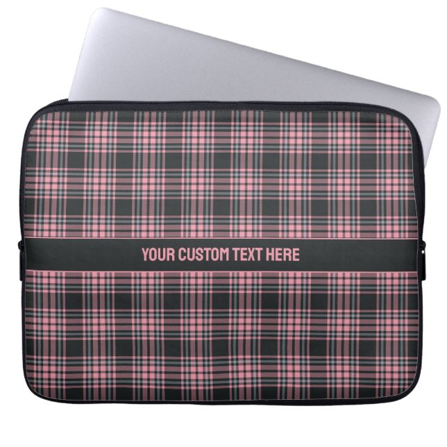 Custom Text Plaid / Tartan Pattern Laptop Sleeve (Front)