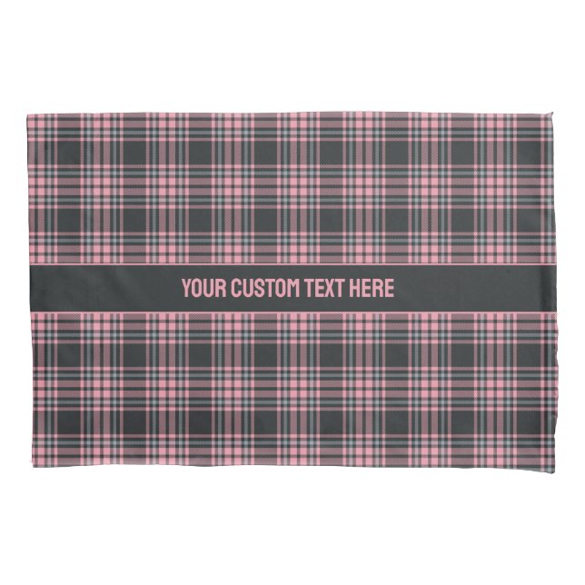 Custom Text Plaid / Tartan Pattern Pillowcase (Front)