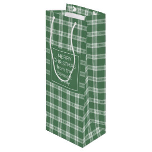 Custom Text Plaid / Tartan Pattern Wine Gift Bag