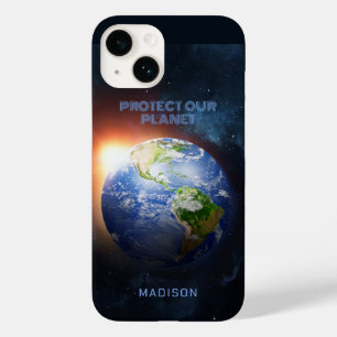 Custom Text Planet Earth Case-Mate iPhone 14 Case