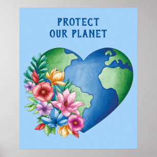 Custom Text Planet Earth Heart Poster