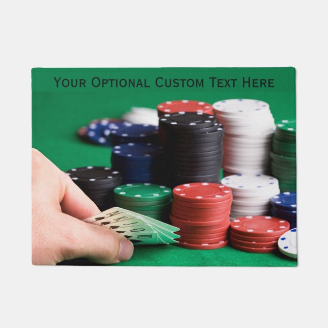 Custom text Poker Player door mat (Front)