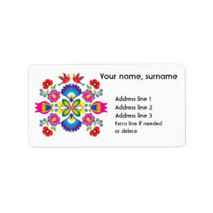Custom text Polish folklore Wycinanki  Label