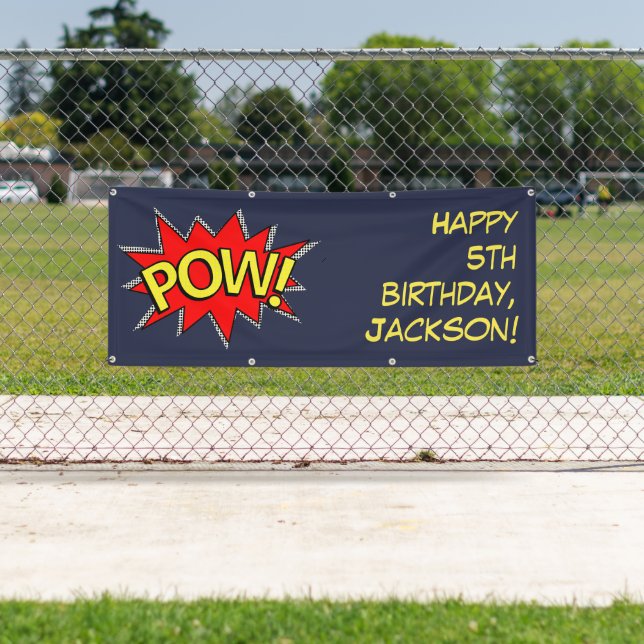 Custom Text "POW" Superhero Comic Book Template Banner (Insitu)