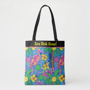 Custom text Preppy Tropical pickleballs Tote Bag
