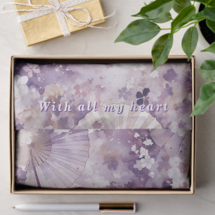 Custom Text Purple Watercolor Japanese Parasol Tissue Paper